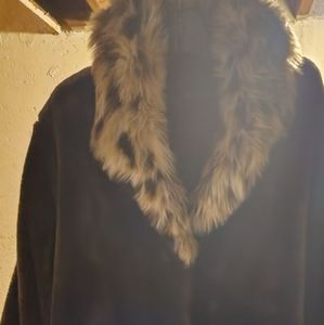 Vintage Winter Faux Fur Brown and Leopard Collar Size XL